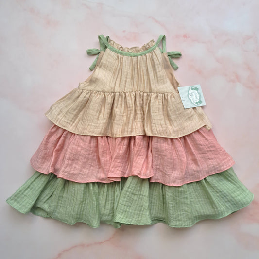 Vestido Infantil Tricolor